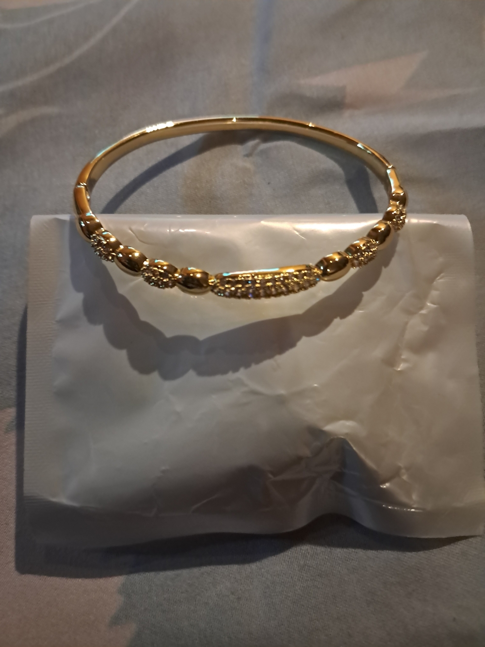 Gold Crystal Accent Women's Bangle Bracelet